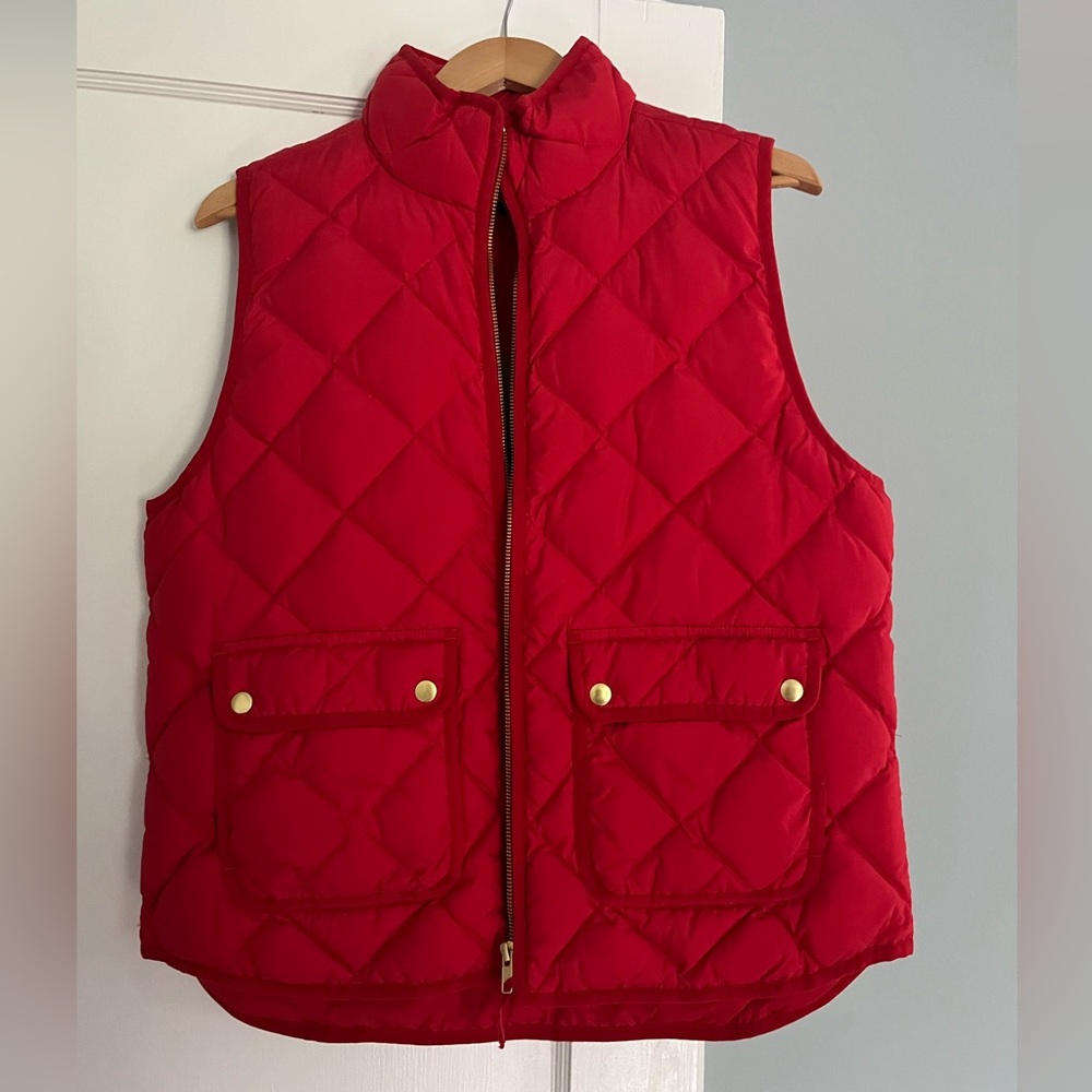 J. Crew Red Quilted Vest